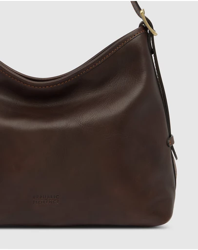 Republic of Florence - Sophia Matt Chocolate Leather Shoulder Bag