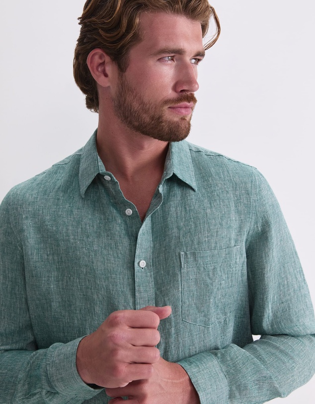 Sportscraft - Long Sleeve Linen Yarn Dyed Shirt