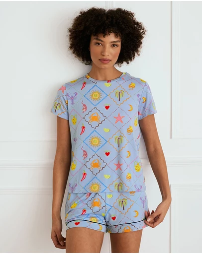 Chelsea Peers - Cotton Patchwork Beach Short Pyjama Set