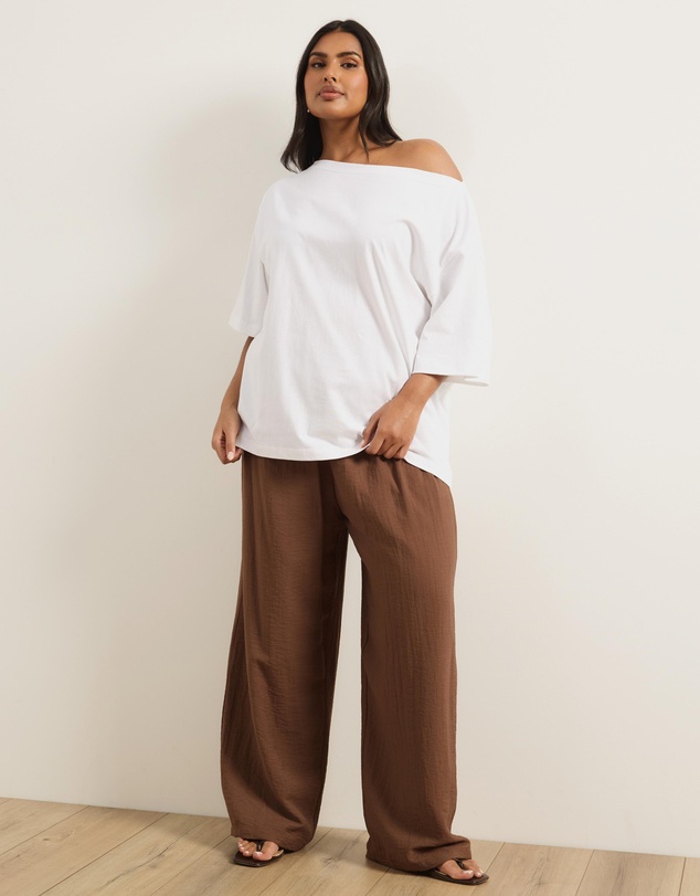 Atmos&Here Curvy - Sadie Oversized Cotton Boat Neck T-Shirt