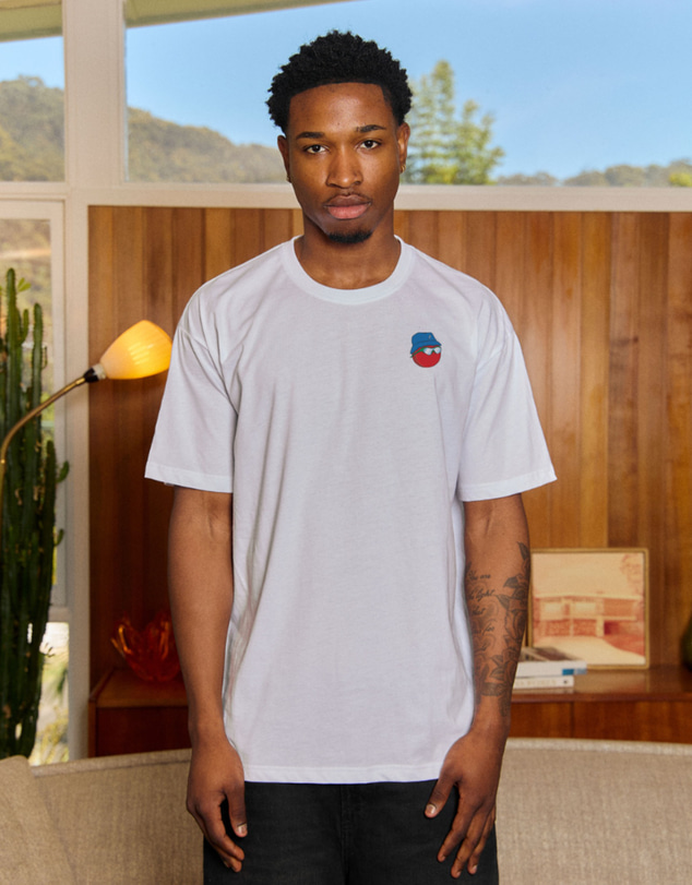 Budgy Smuggler - Lightweight White Tee with Fast Bowlers