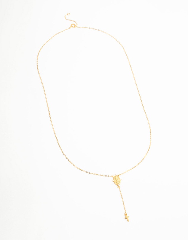 Lovisa - Gold Plated Sterling Silver Rosary Cross Necklace