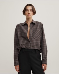 Witchery - Check Shoulder Pad Shirt