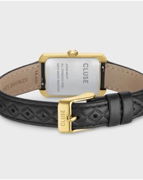 Cluse - Belisenna Watch Leather, Black Quilted, Gold Colour