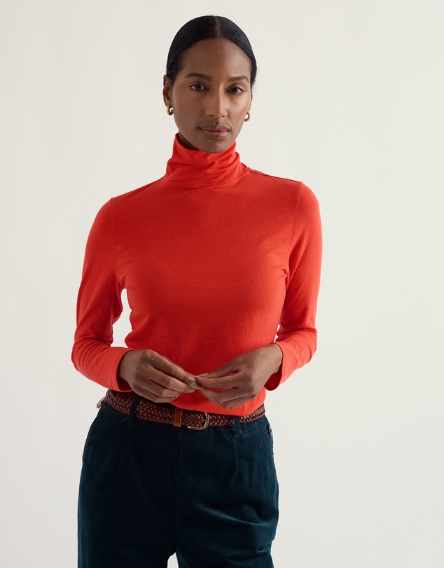 Seasalt - Seasalt Cornwall Orange Landing Roll Neck Top
