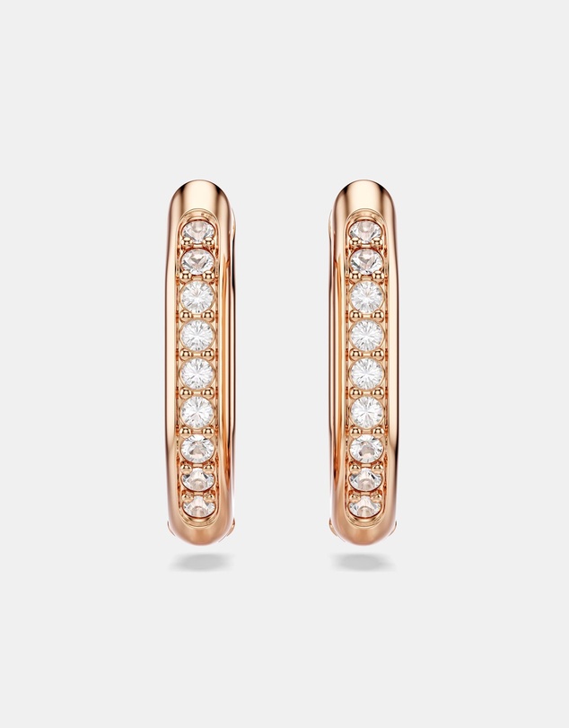 Swarovski - Dextera hoop earrings, Octagon shape, Round cut, Small, White, Rose gold-tone plated