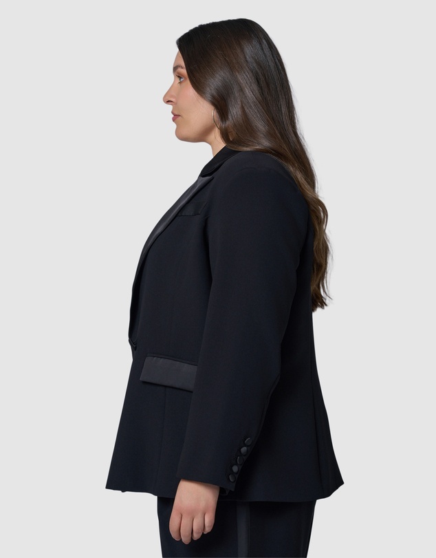 Pink Dusk by Curve Project - Fired Up Satin Trim Blazer