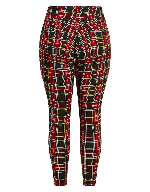 City Chic - Plus size Harley Fit Check Skinny Jean - black