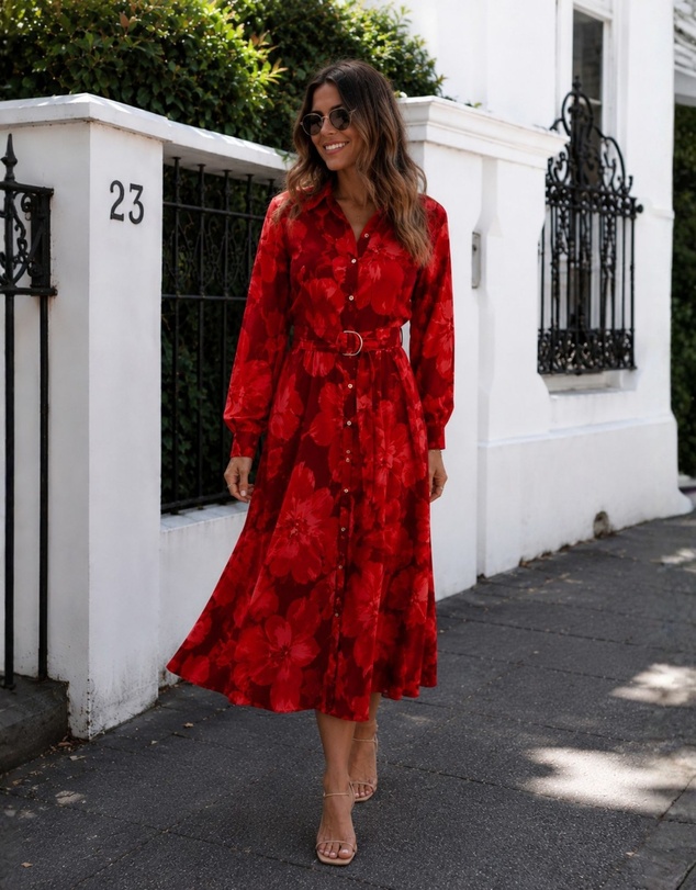 Esther & Co - Zirella Dress - Red Floral