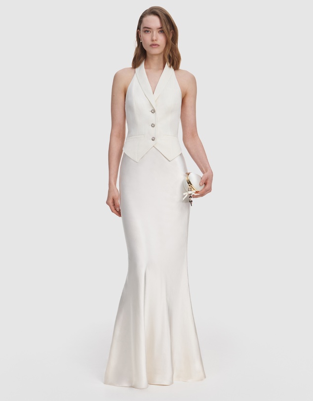 Self Portrait - Linen Satin Maxi Dress