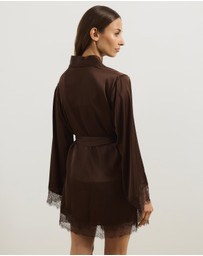 Atmos&Here - Pearl Lace Trim Satin Robe