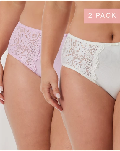 Kayser - 2 Pack Daily Essentials Stretch Lace & Cotton Full Brief (219)
