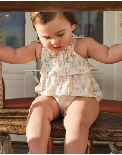 Kynd Baby - Resort Shirred Romper in Resort