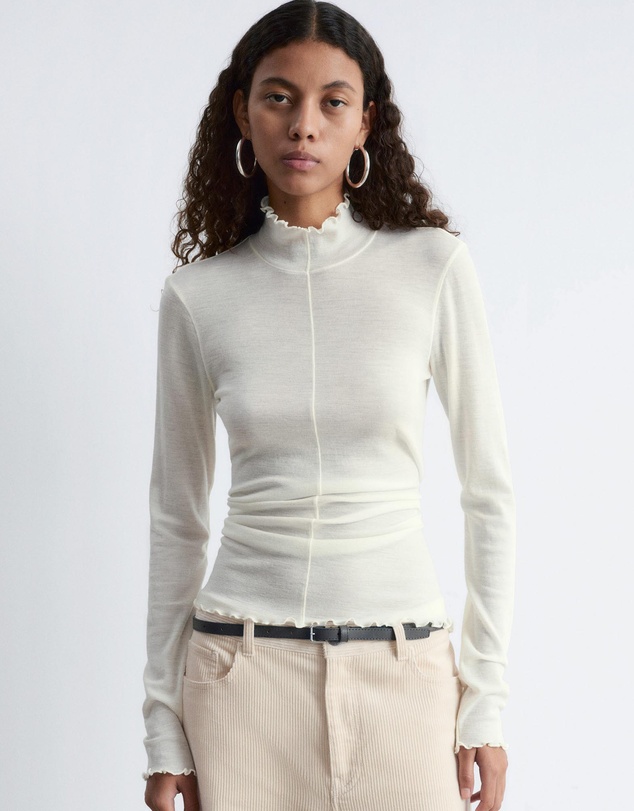& Other Stories - Scalloped Mock-Neck Top