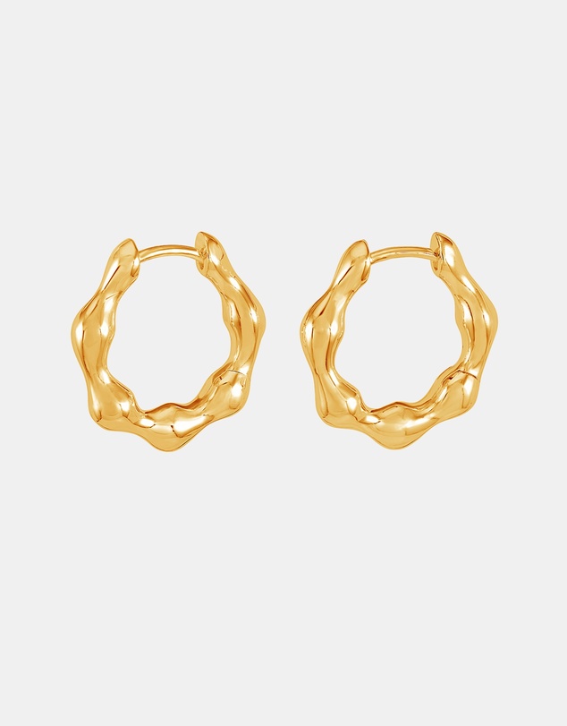 Dower & Hall - Women's Waterfall Hinged Huggie Hoops in Gold Vermeil