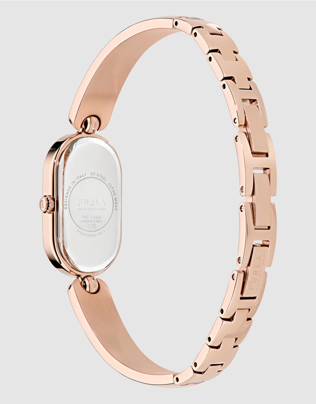 Furla - Ooh Rose Gold-Tone 19mm Black Enamel Bangle Watch
