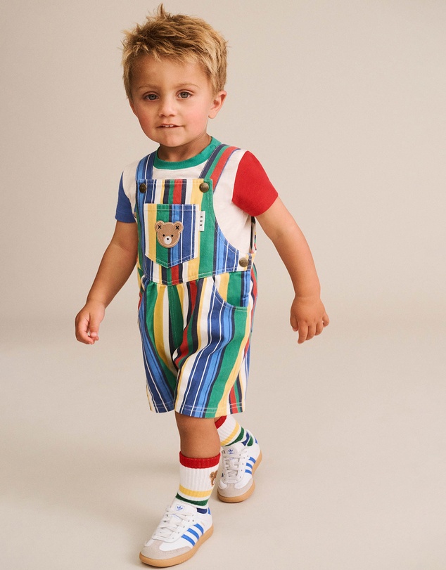Huxbaby - Variegated Stripe Shortall - Babies-Kids