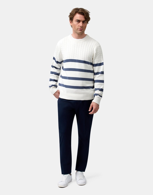 Brooksfield - Crew Neck Knit Striped