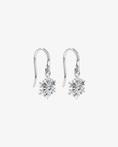 Michael Hill - Snowflake Drop Earrings with Blue Topaz in Sterling Silver