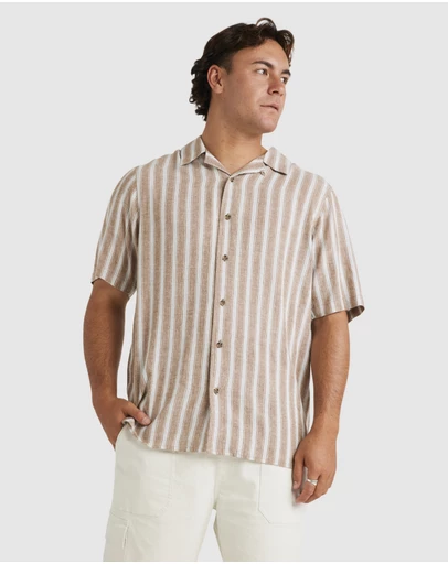 RVCA - Mens Beat Stripe Vintage Short Sleeve Shirt
