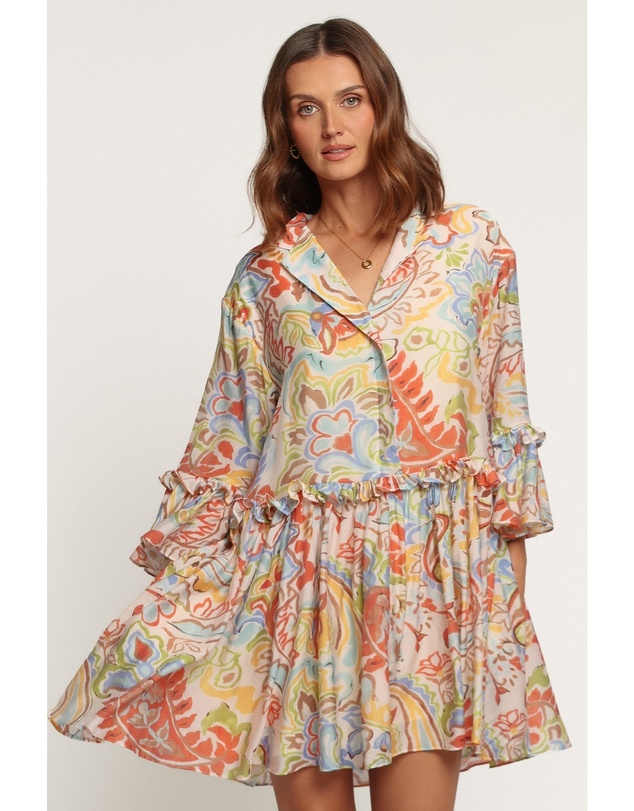 Petal & Pup - Caplan Mini Dress - Green Blue Paisley