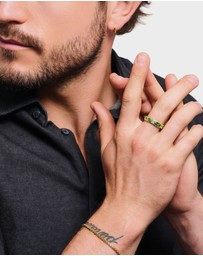 THOMAS SABO - Gold Plated Ring in Crocodile Design with Green Stones