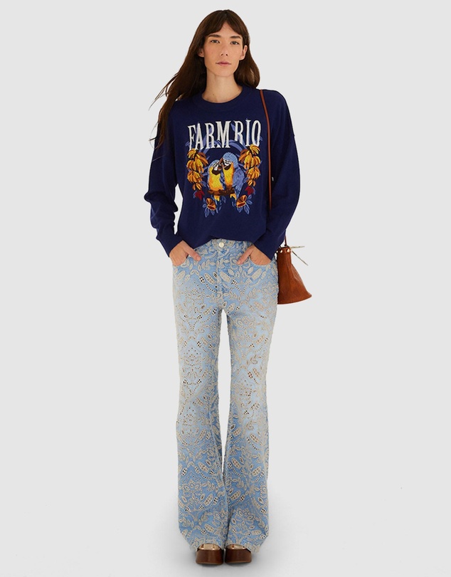Farm Rio - Love Birds Embroidery Sweater