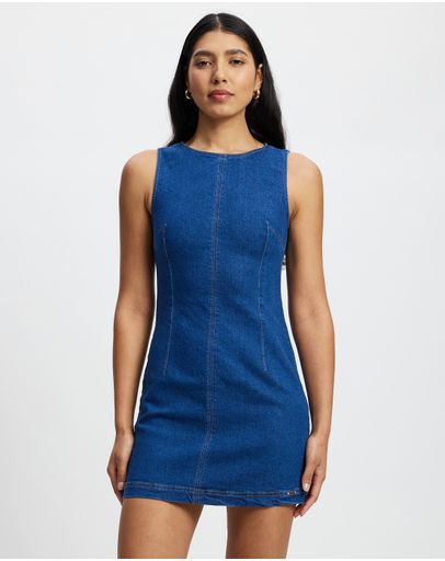 white christmas dresses Lee Denim Strappy Back Dress