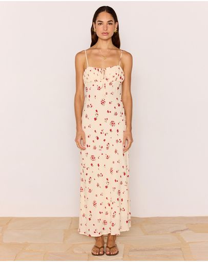 Cream & Red Floral