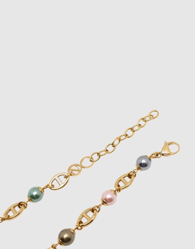 Nialaya Jewellery - Men's Gold Mariner Chain with Multicolored Pearls