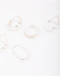 Lovisa - Silver Plated Brass Clean Pave Earring 3-Pack