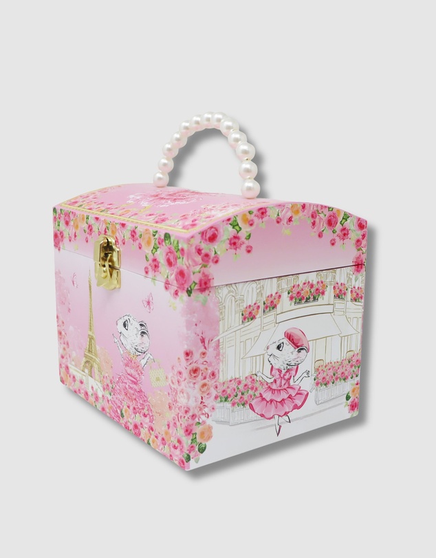 Claris The Chicest Mouse In Paris By Pink Poppy - Claris The Chicest Mouse in Paris Pearl Musical Jewellery Box