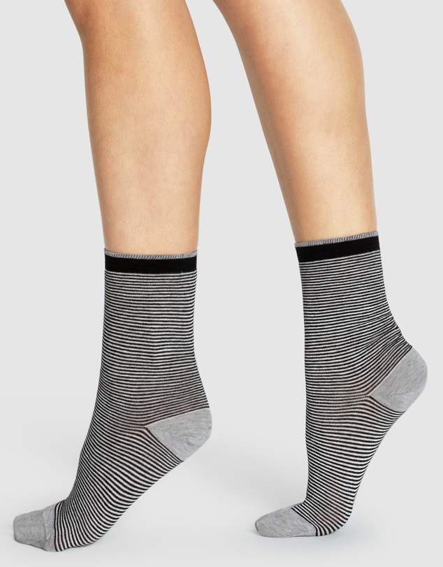 Levante - 3 Pack Lina Fine Stripe Crew Sock