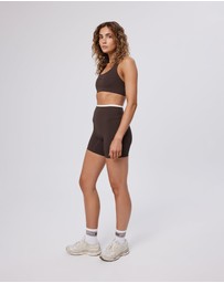 Upstate - Air Sculpt 6inch Contrast Bike Short - Espresso