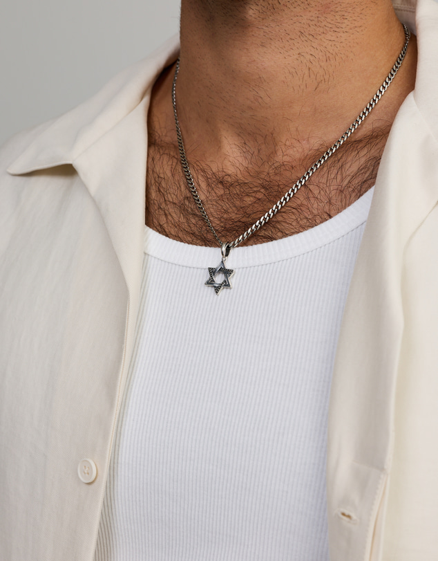 Michael Hill - 0.11 Carat TW Black Diamond Star of David Pendant in Sterling Silver