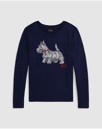 Polo Ralph Lauren - Dog-Print Cotton Long-Sleeve Tee - ICONIC EXCLUSIVE - Teens