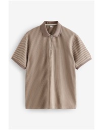 NEXT - Vertical Stripe Quarter Zip Polo Shirt