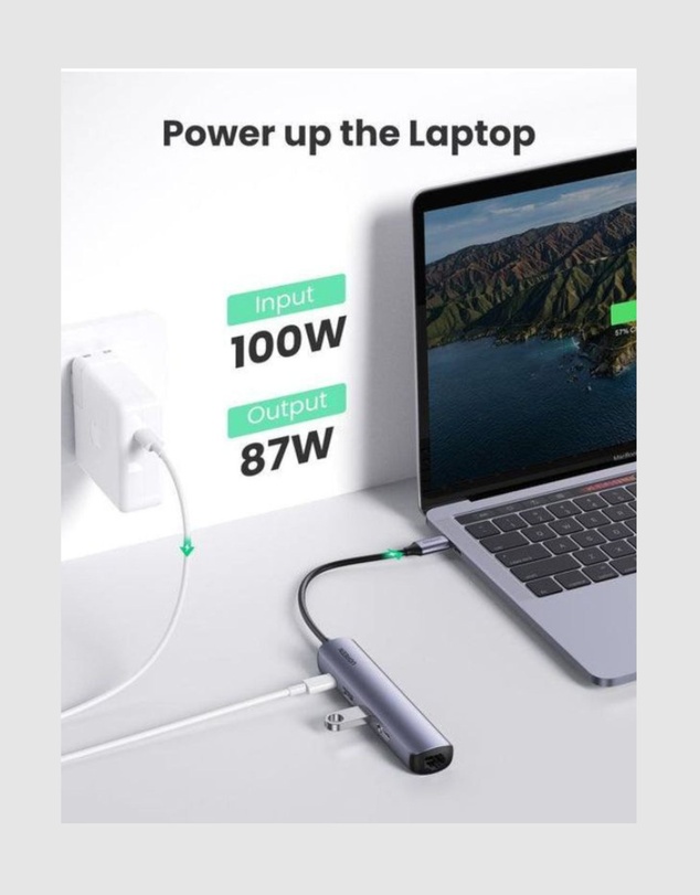 Ugreen - UGREEN 5-in-1 USB-C Docking Station 4K HDMI Ethernet USB 3.0 PD Charging Grey