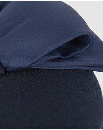 Max Alexander - Felt Navy Winter Pillbox Fascinator with Bow