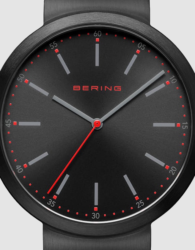 Bering - Bering Gents 41mm  Black Dial Black Silicon Strap Watch