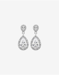 Michael Hill - Pear Cubic Zirconia Halo Drop Stud Earrings in Sterling Silver