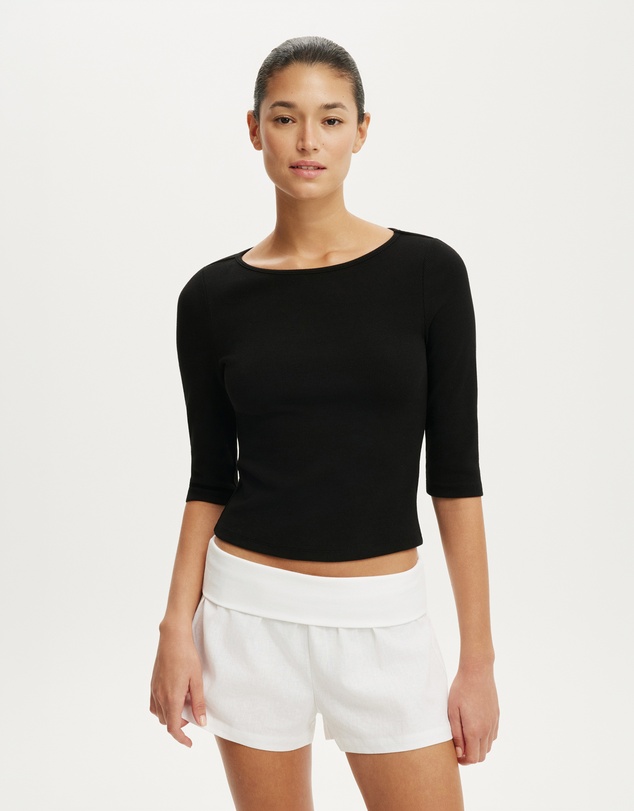 Cotton On - Boat Neck 3/4 Sleeve Top
