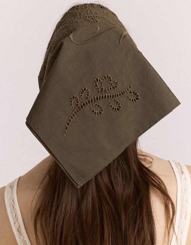 Damson Madder - Embroidered Headscarf