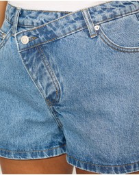 Dazie - Oceane Asymmetric Button Denim Shorts