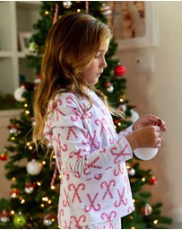 Sant And Abel - Kids Christmas Candy Cane Long PJ Set