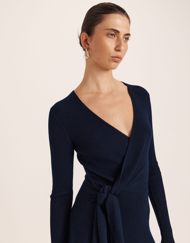 SABA - Elle Wool Blend Wrap Knit Dress