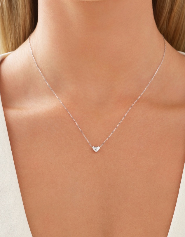 Michael Hill - Mini Heart Necklace with .004TW of Diamonds in Silver