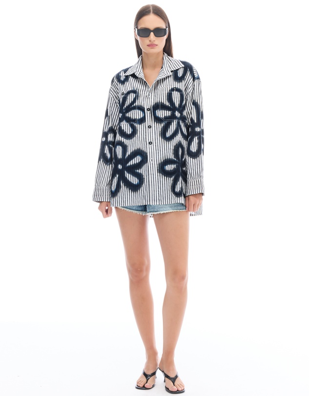 THE TALES - Floral Street Hand Spray Stripe Shirt
