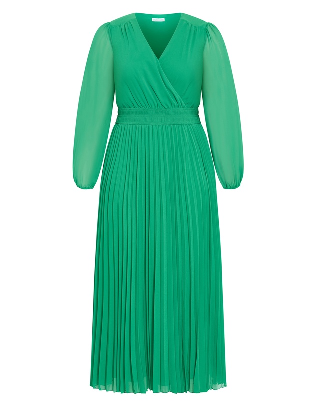 City Chic - Plus size Georgina Pleat Maxi Dress - kelly green