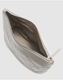 JETT BLACK - The Bondi Silver Quilted Clutch Pouch Zip Case